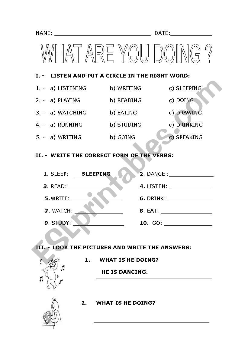 what are you doing? worksheet