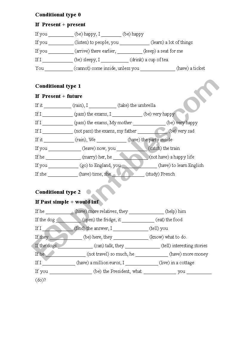 conditional  worksheet