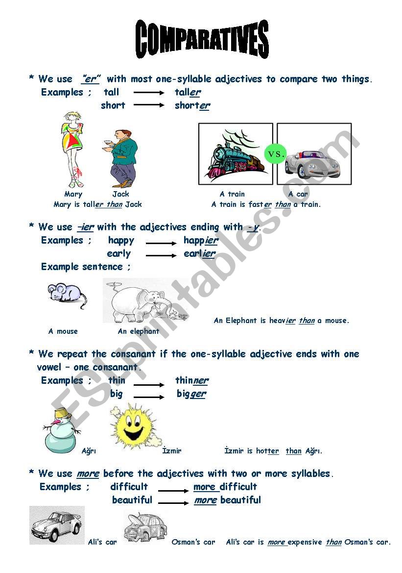 comparatives worksheet