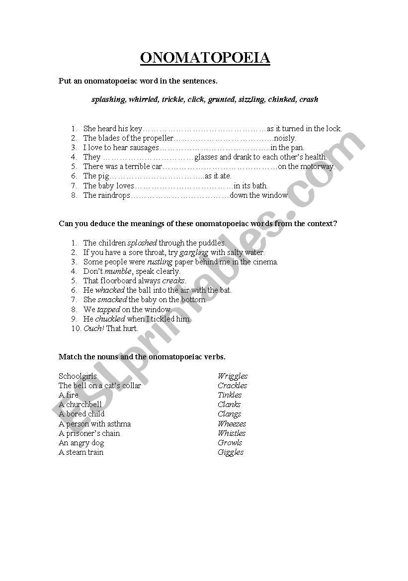 ONOMATOPOIEA worksheet