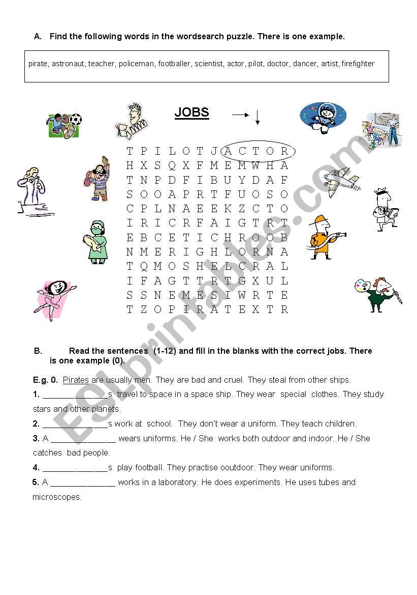 PUZZLE - JOBS worksheet