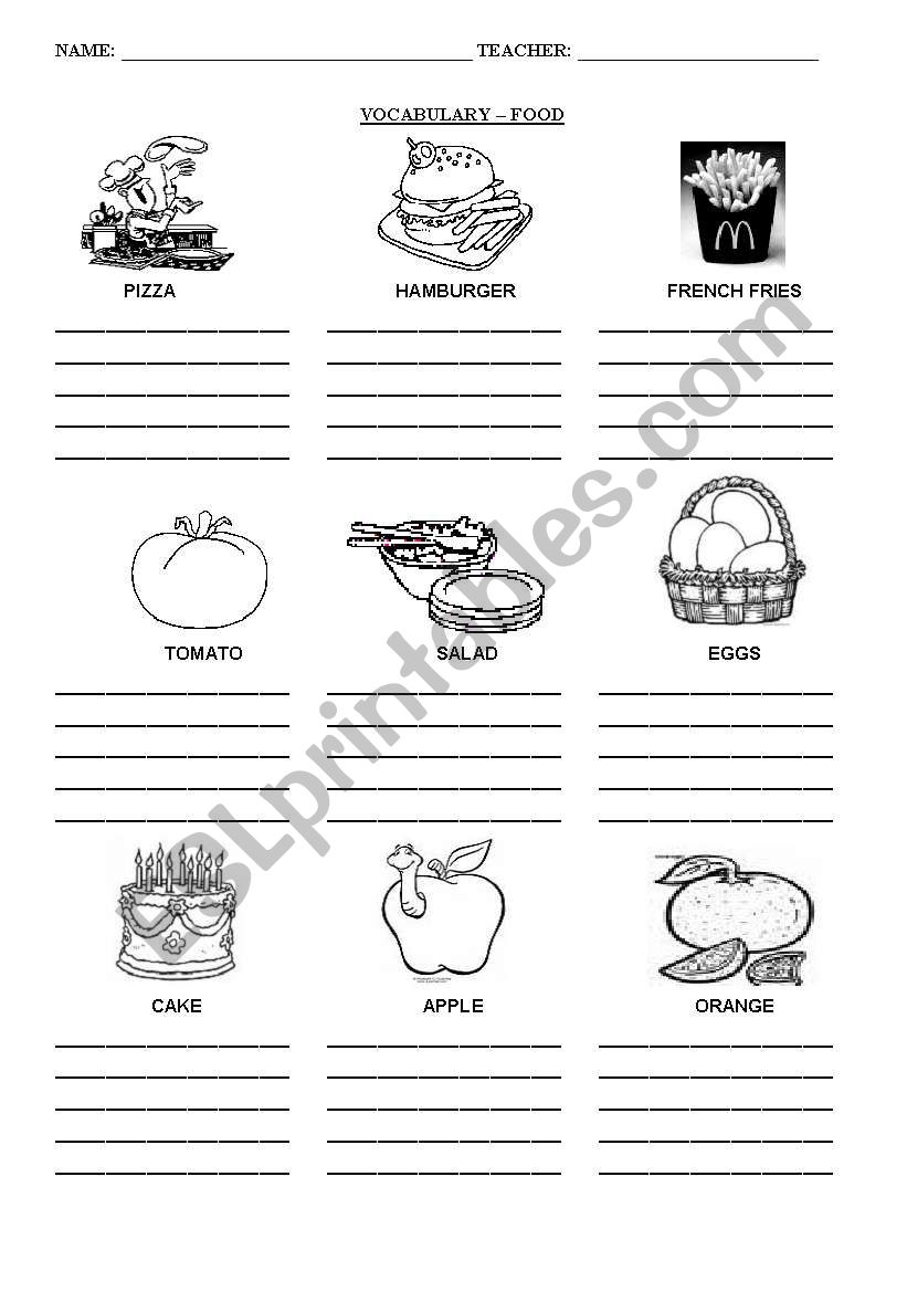 FOOD VOCABULARY worksheet