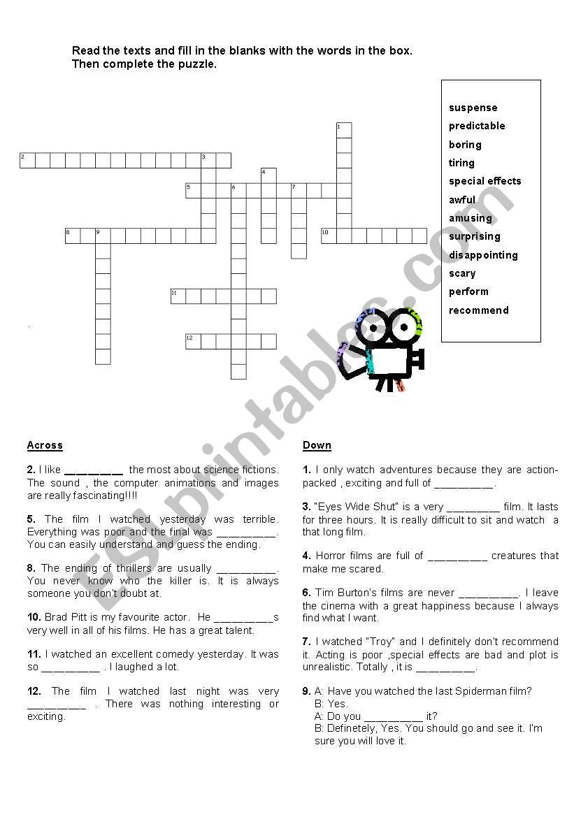 Criss-Cross puzzle worksheet