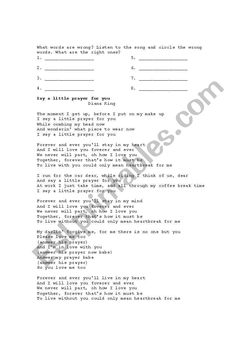 Identifying the wrong words in the song