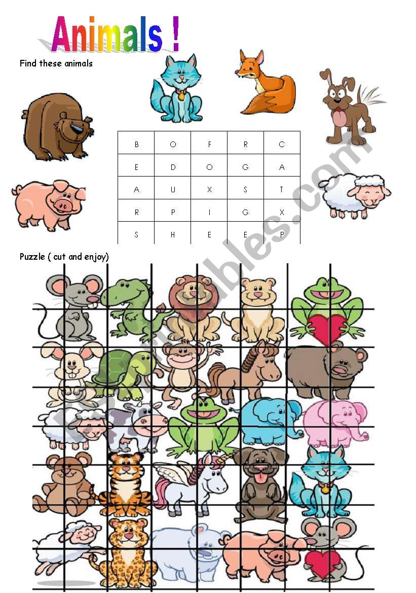 fun with animals 2 worksheet