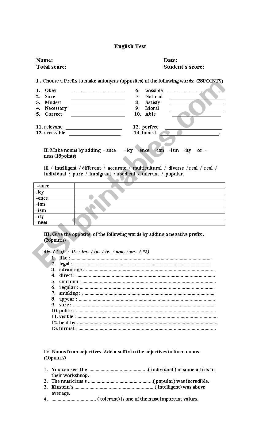  Suffixes worksheet