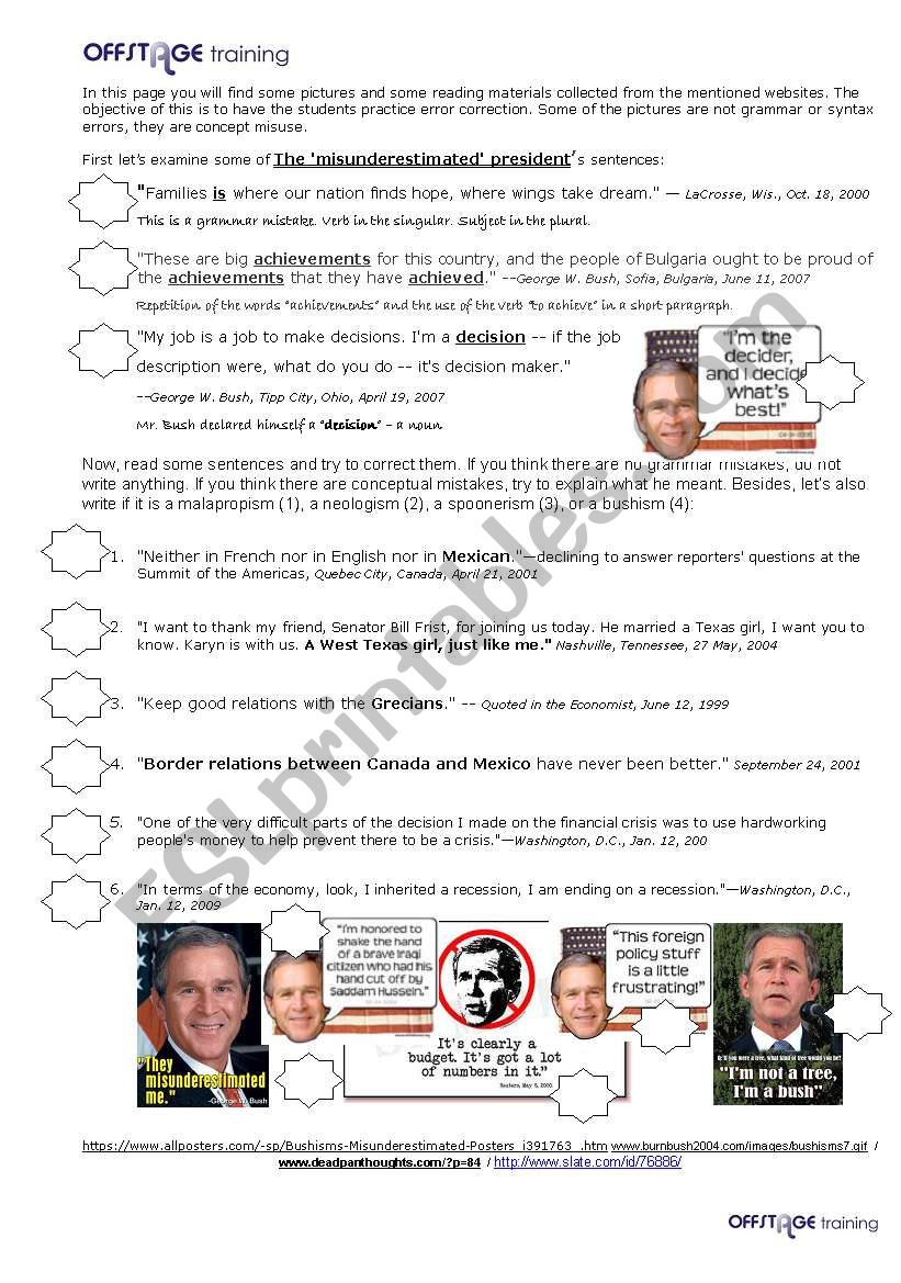 Bushisms2 worksheet