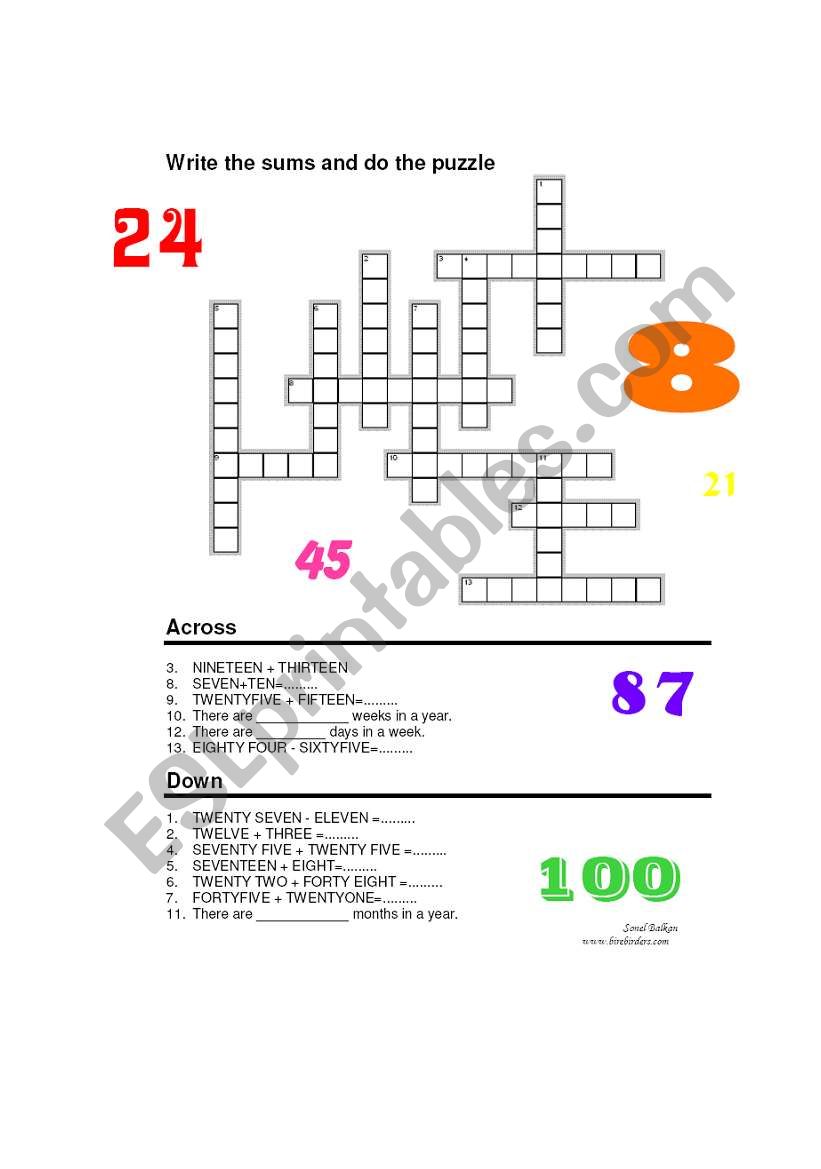 Numbers Puzzle worksheet