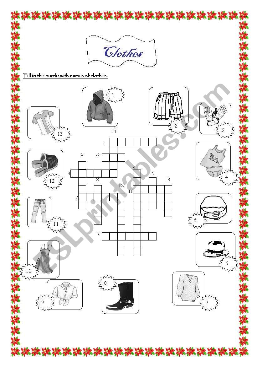 clothes worksheet