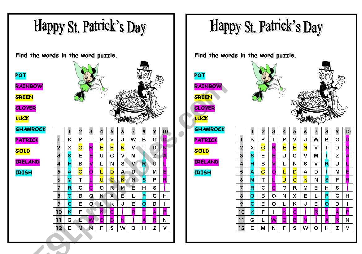 Saint Patricks Day worksheet