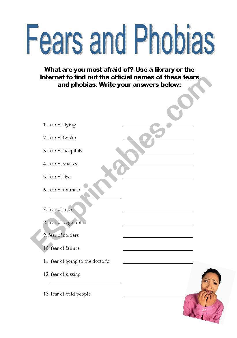 Fears and Phobias 1 worksheet