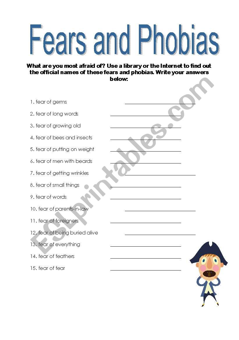 Fears and Phobias 2 worksheet