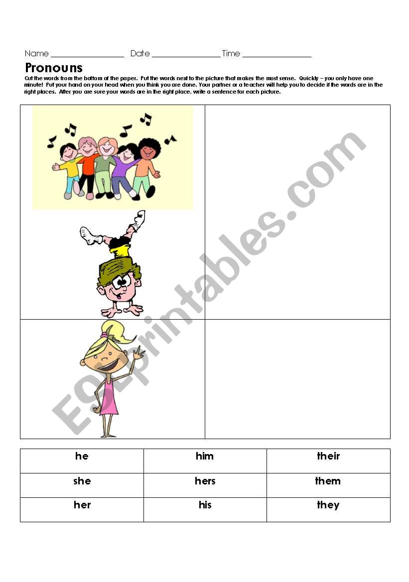 pronouns worksheet