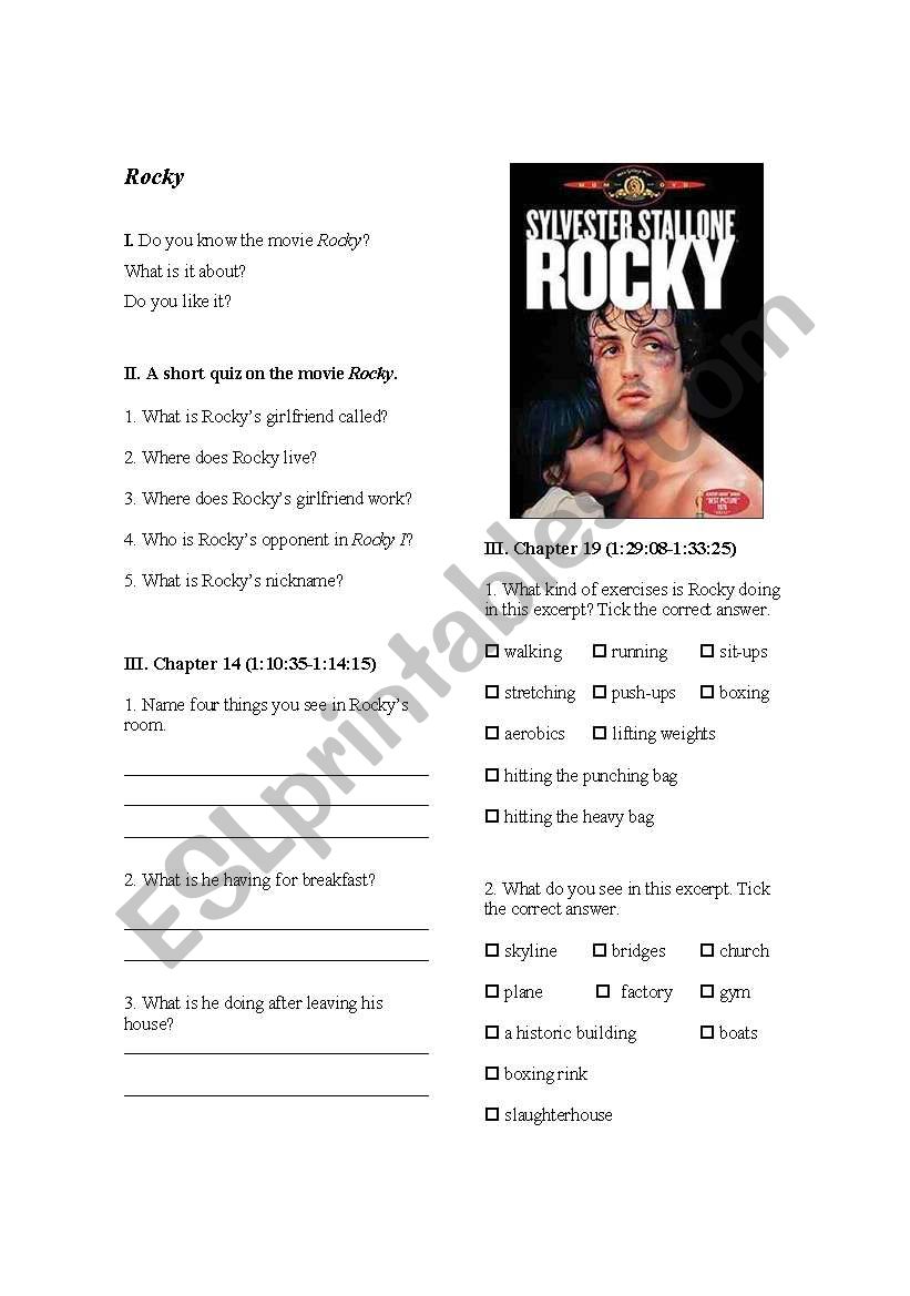 Rocky I worksheet