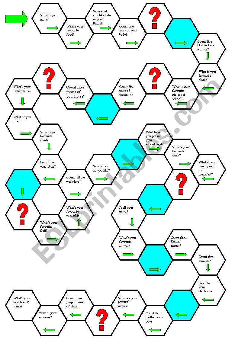 questions- board game worksheet