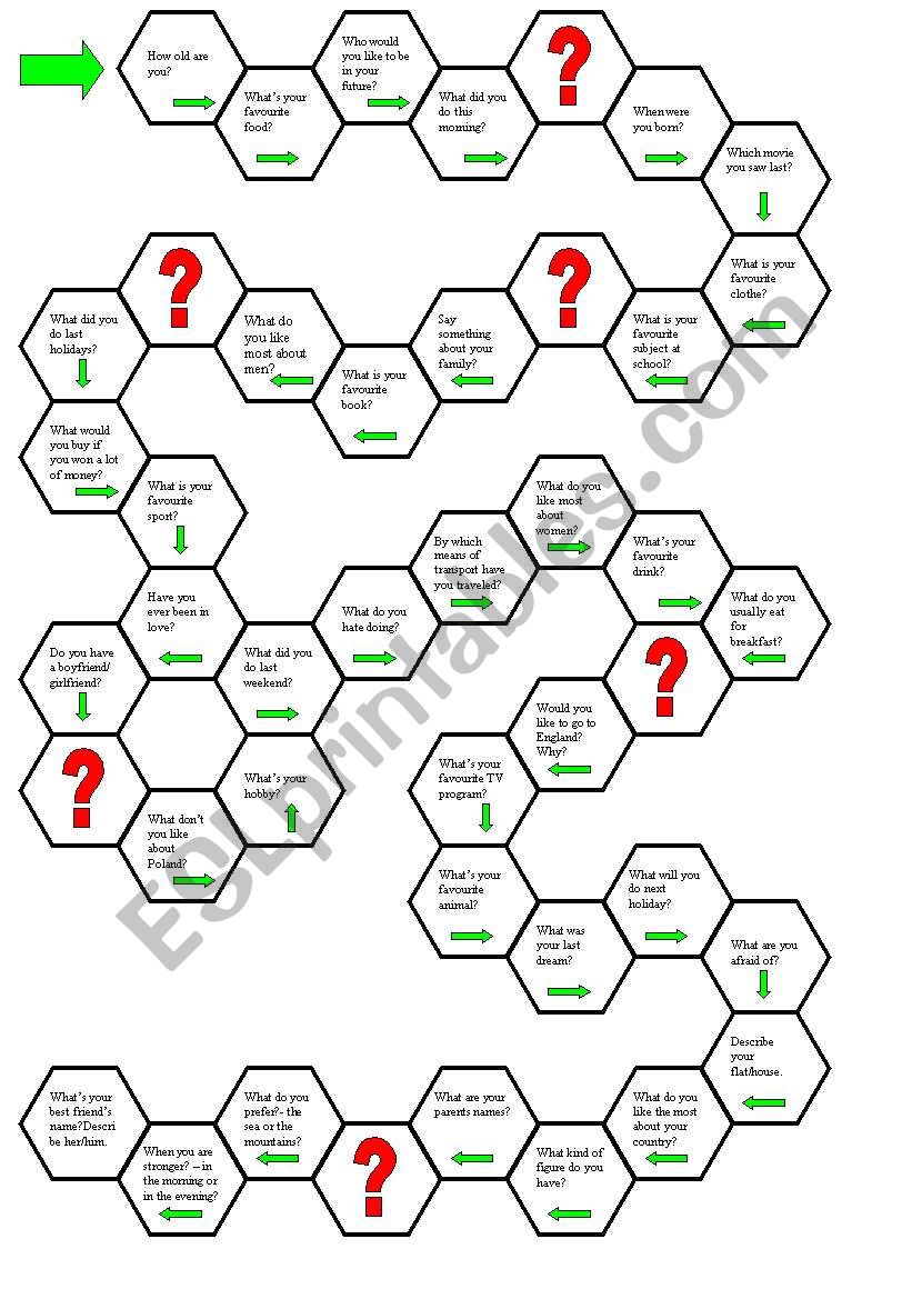 questions- board game worksheet