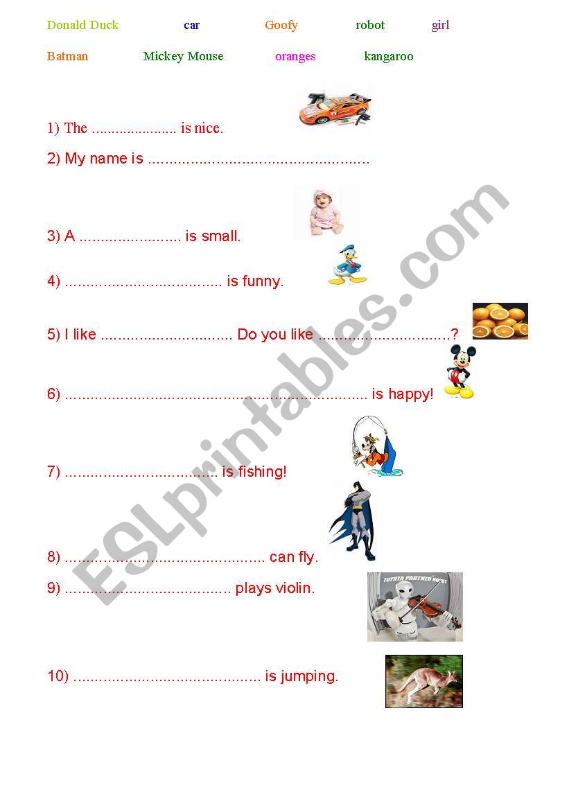 Learning to read worksheet
