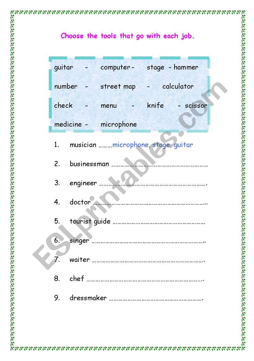 job worksheet