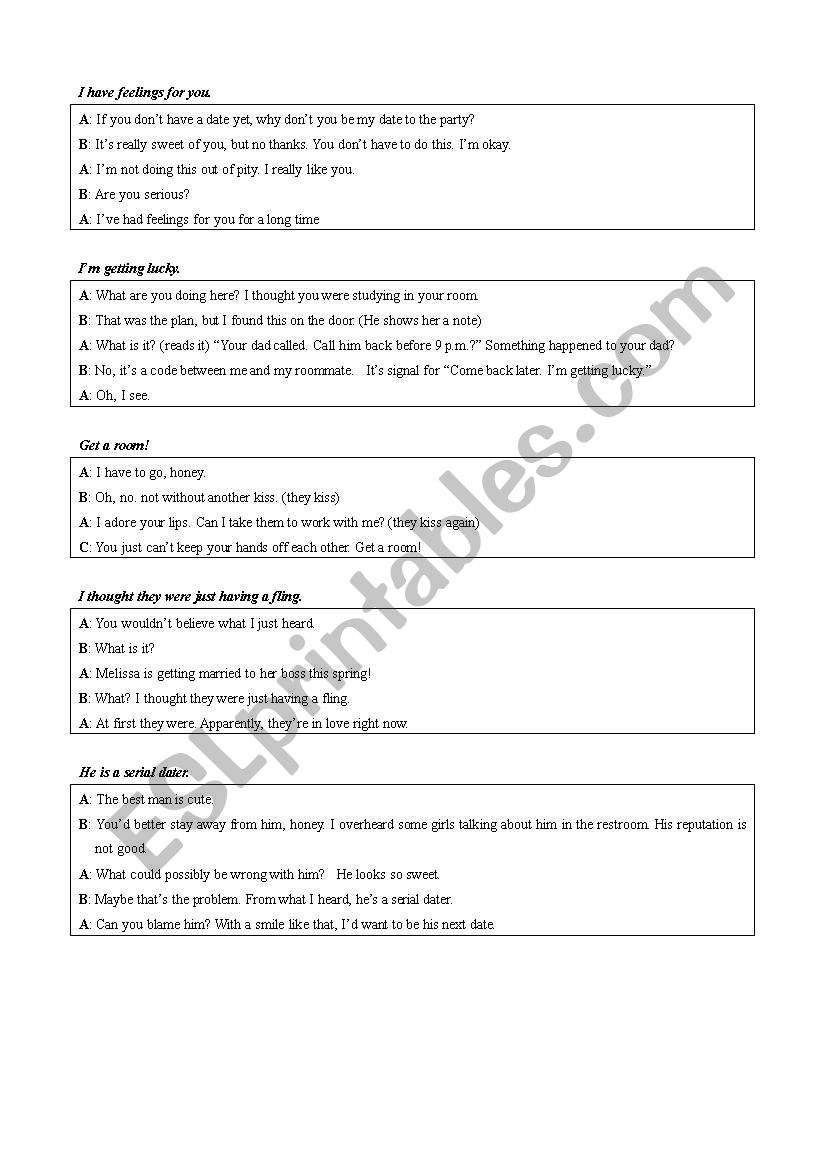 dialog on the phone worksheet