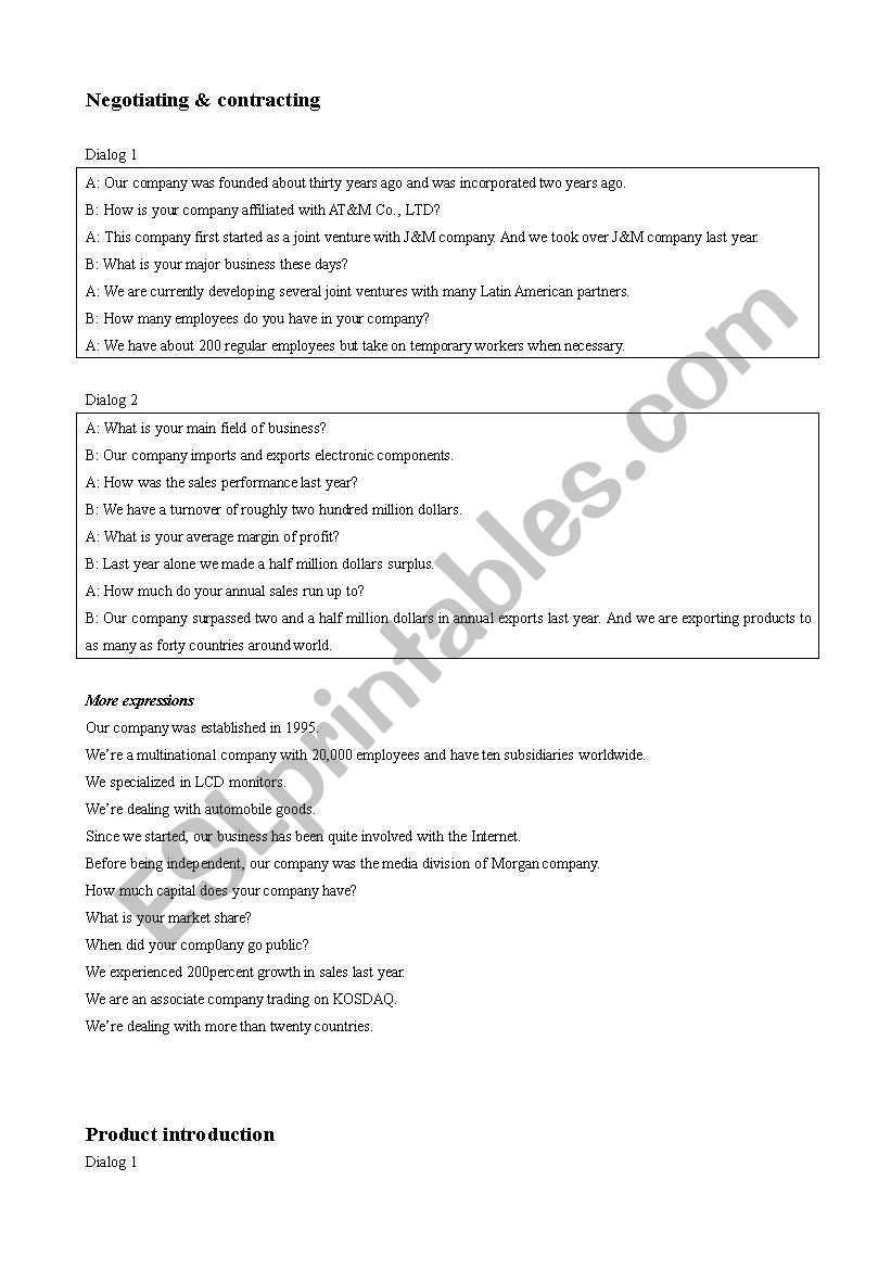 business English worksheet