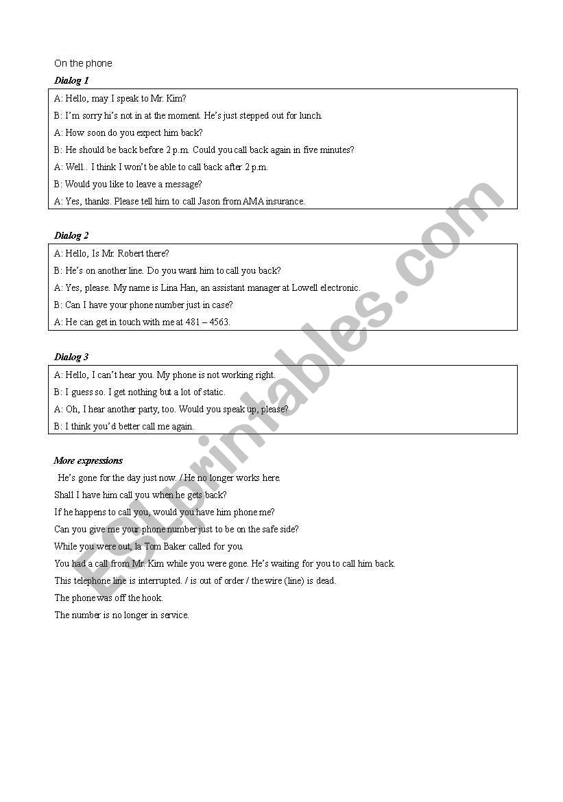 Business English worksheet