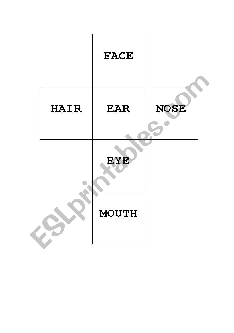 face parts dice worksheet
