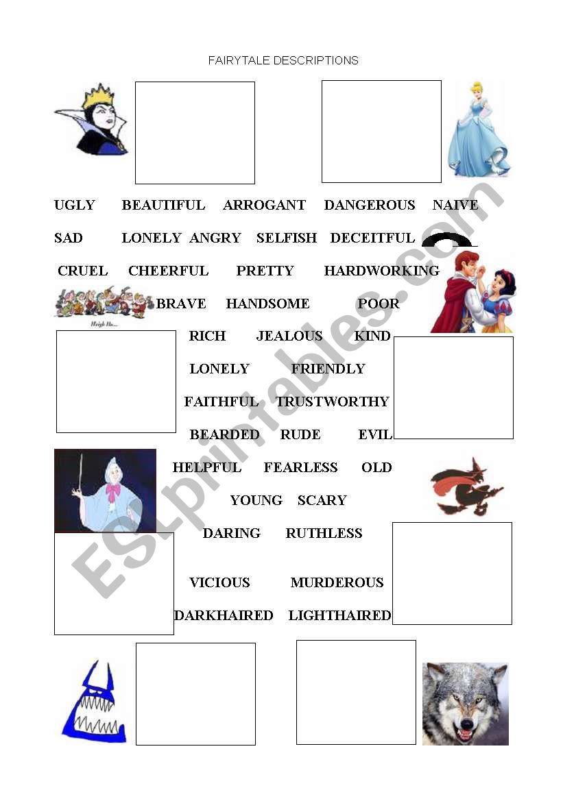 Fairytale descriptions 1 worksheet