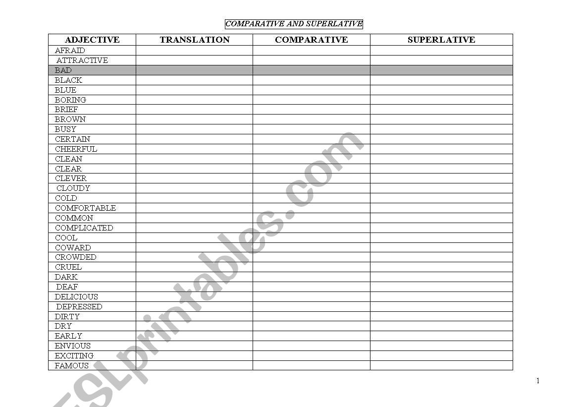 Comparatives+Superlatives worksheet