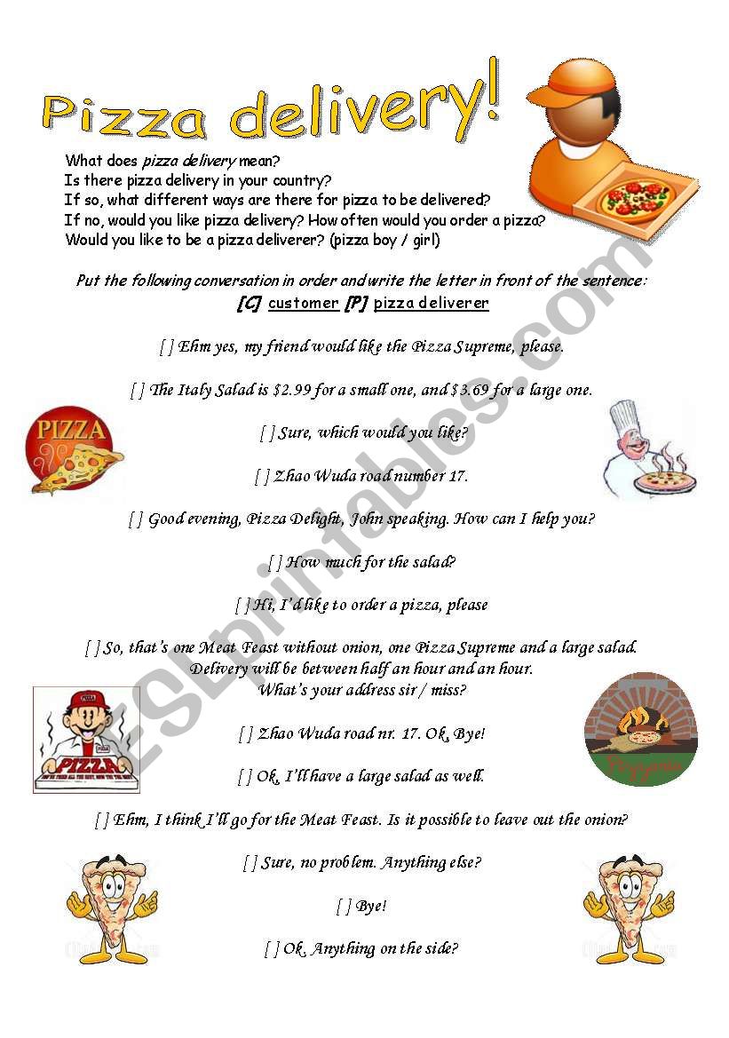 Pizza Delivery! worksheet