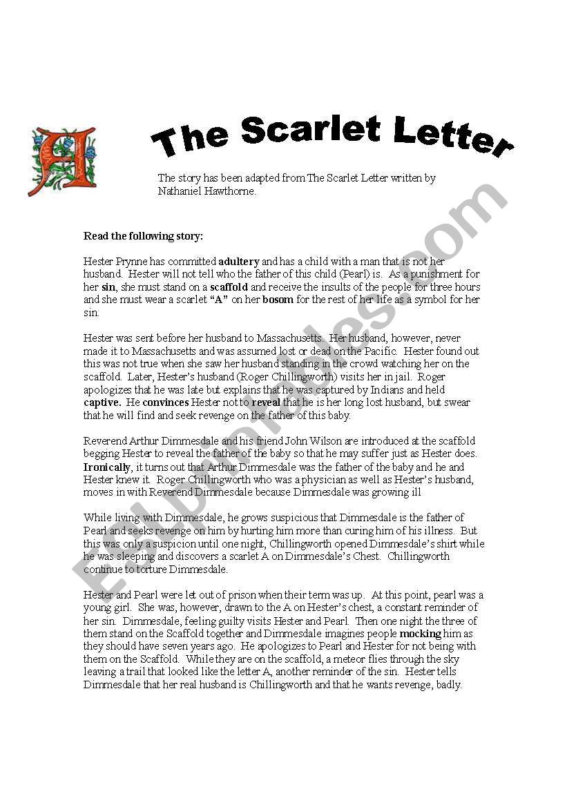 The Scarlet Letter 1/4 worksheet