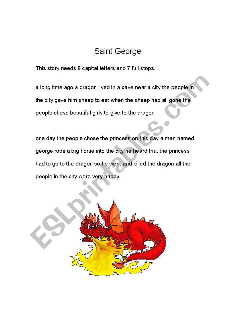 George and the dragon worksheet