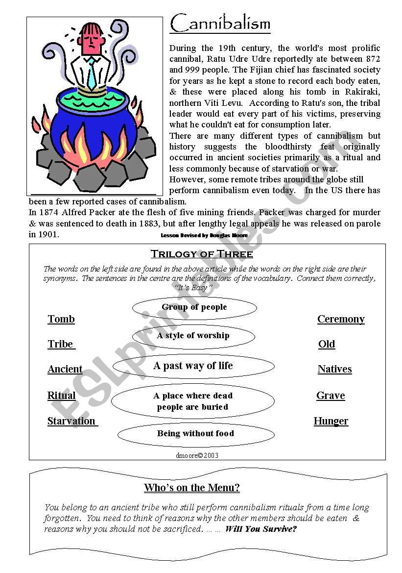 cannibalism worksheet