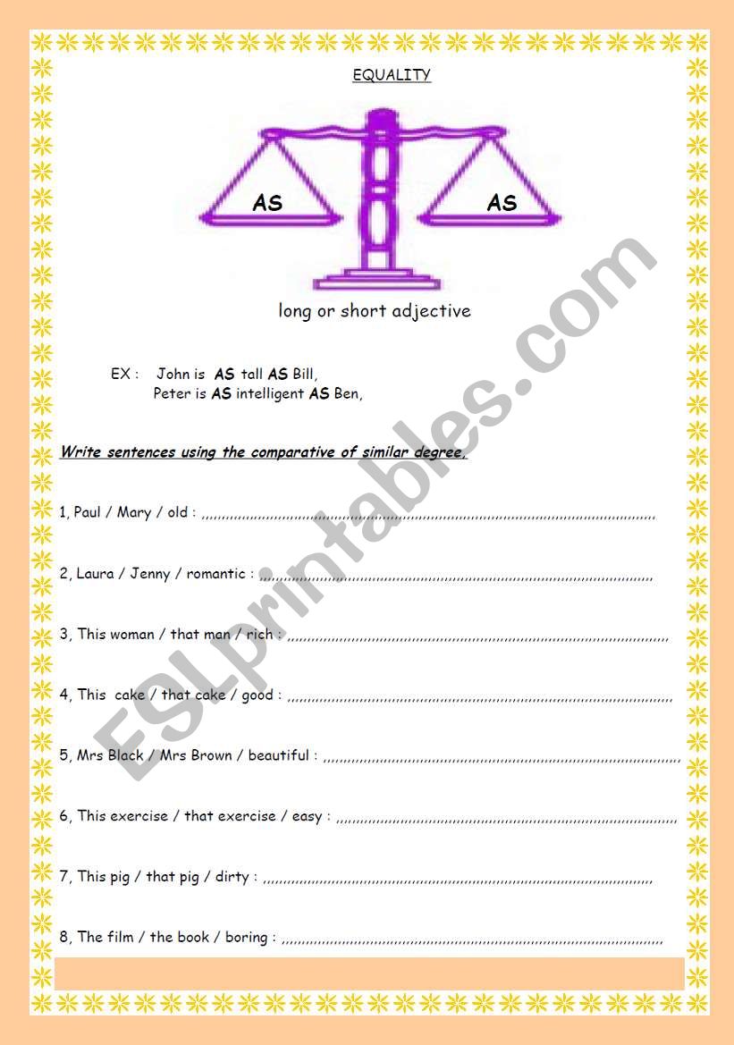 Comaratice form : equality (same degree)