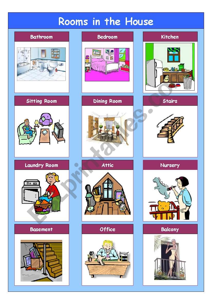 Rooms in the house worksheet