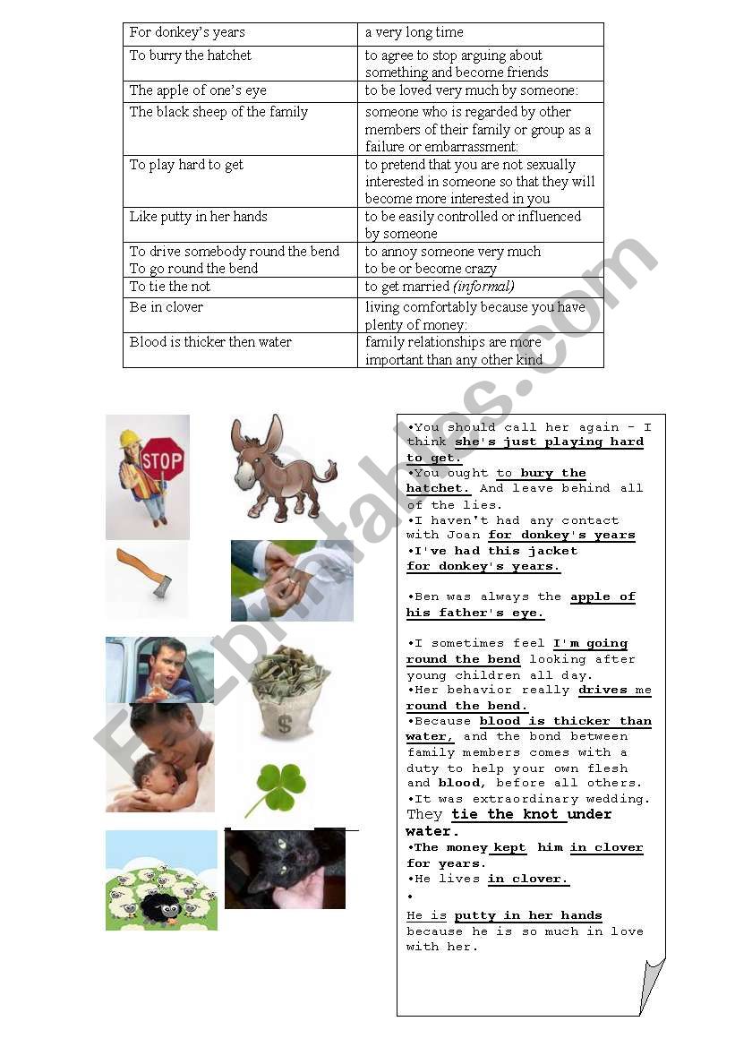 LOVE IDIOMS  worksheet