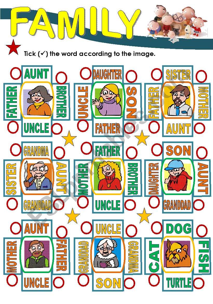 FAMILY MEMBERS worksheet