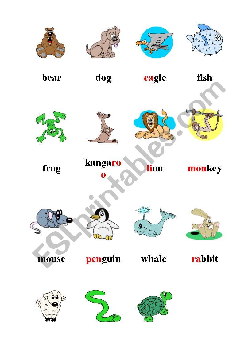 animals worksheet