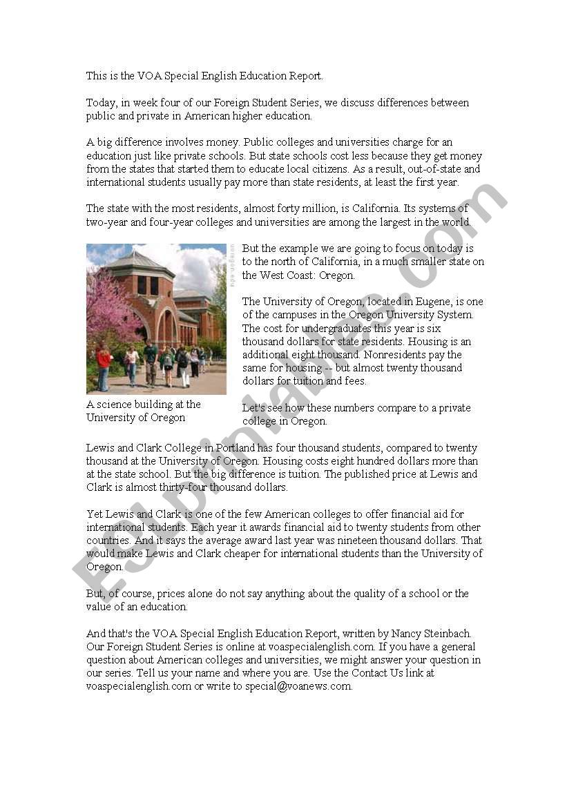 English Education worksheet
