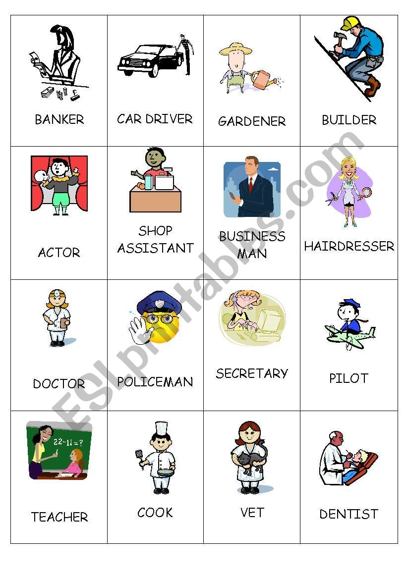 Jobs memory worksheet