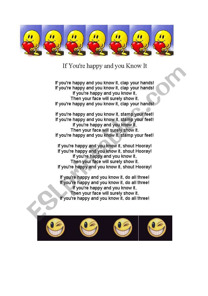 If youre happy song worksheet