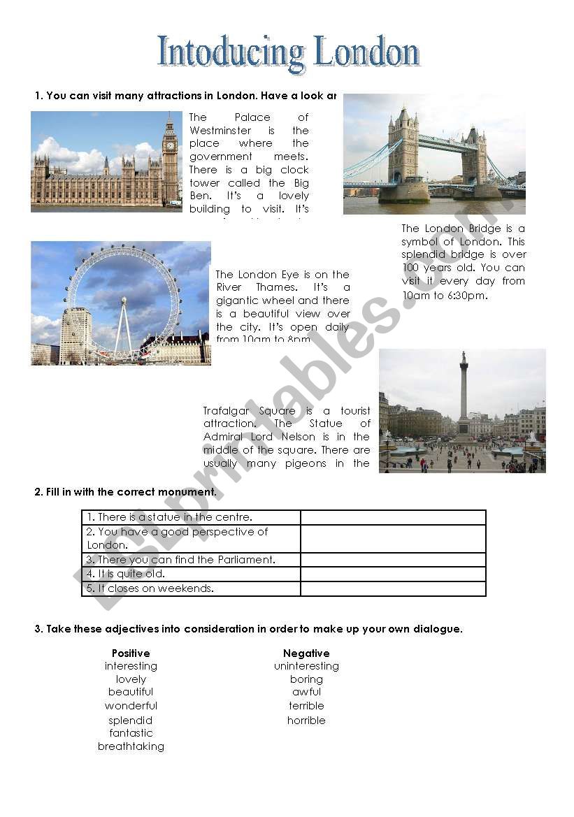 giving touristic information worksheet