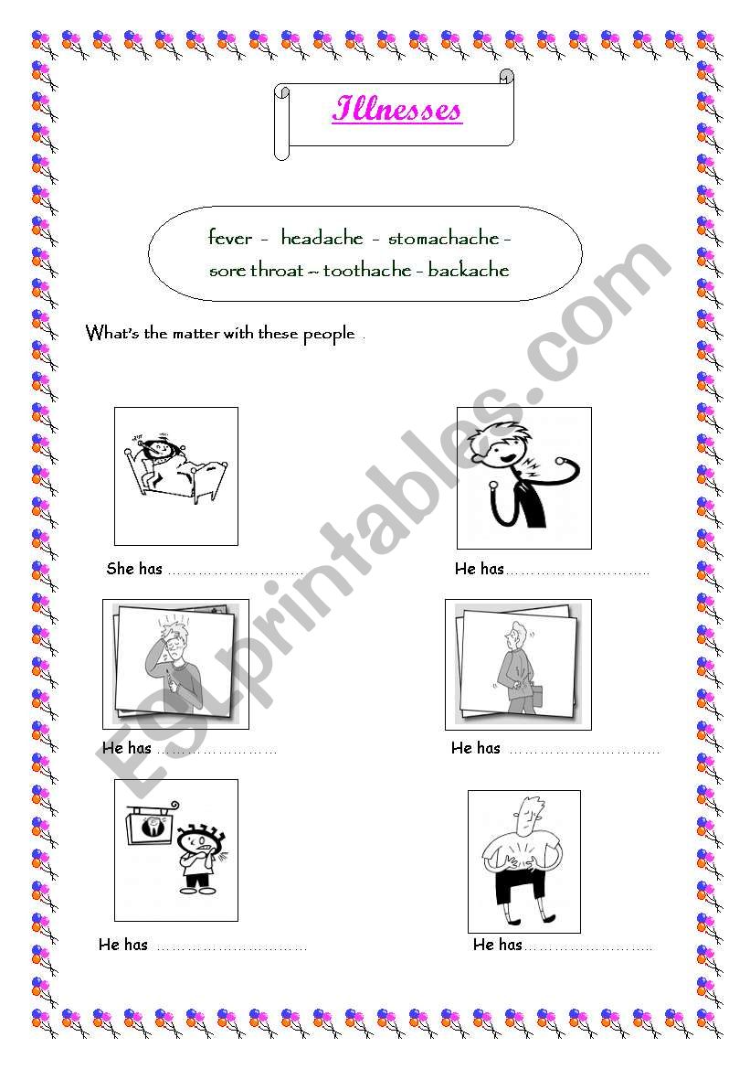 Illnesses worksheet