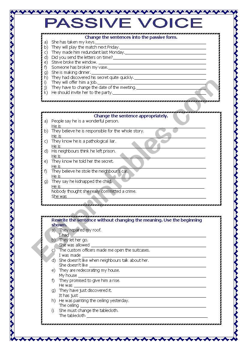 Passive voice worksheet