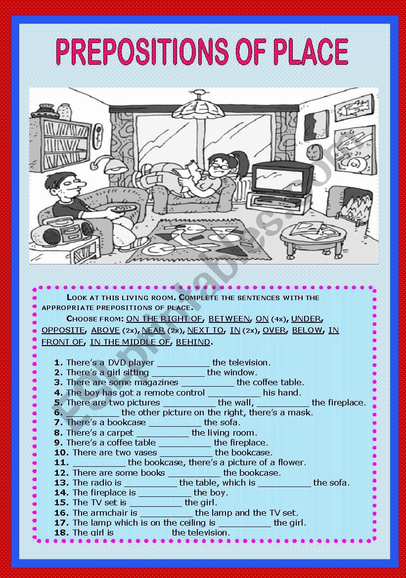 Prepositions of Place worksheet