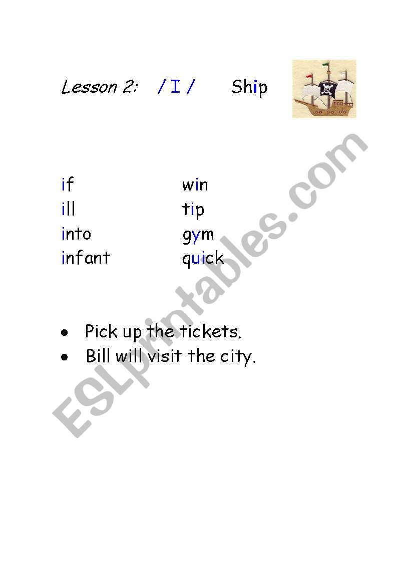 Phonetics/ Vowels / Sound /I/ worksheet