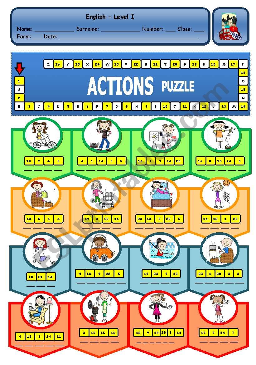 ACTIONS PUZZLE worksheet