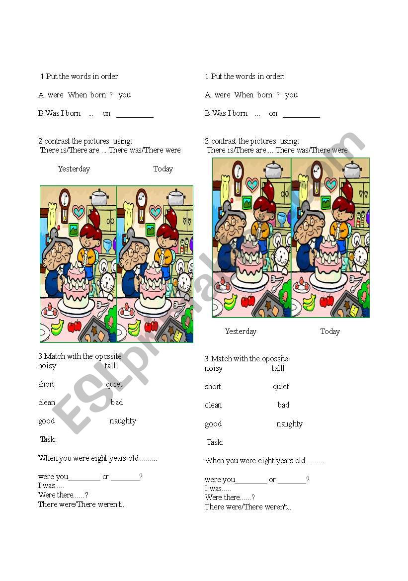 compare simple present and simple past  using there is there are,there was ,there were