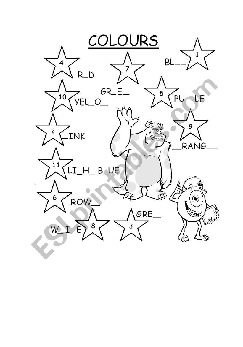 colouring task worksheet