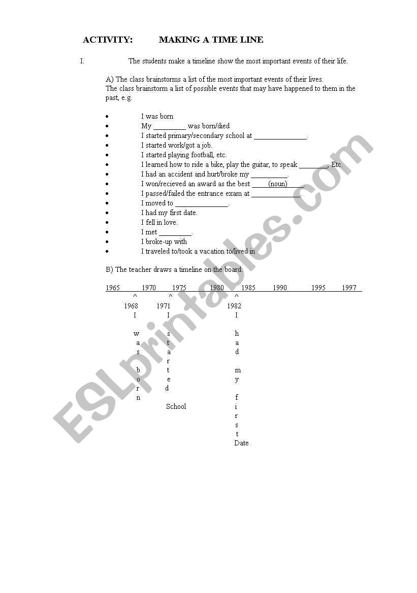 Making a timeline-Speaking about your past and future-great activity