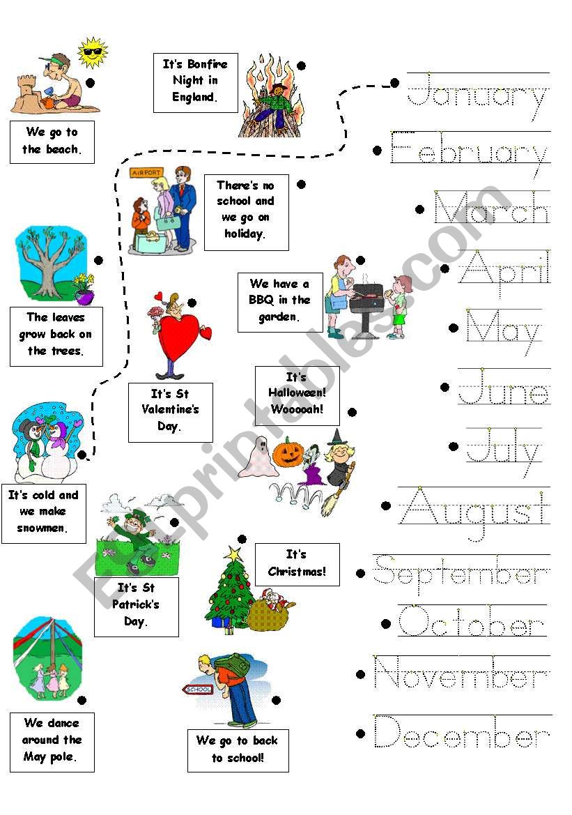 Months match worksheet